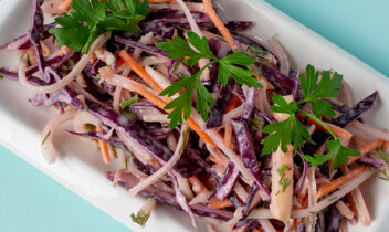 Fresh,Red,Cabbage,And,Carrot,Salad,With,Coleslaw.,Cole,Slow