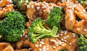chicken and broccoli stir fry with sesame seeds