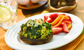 portabella mushroom cap stuffed with spinach