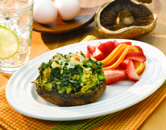 portabella mushroom cap stuffed with spinach