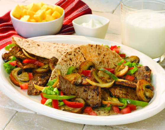 mushroom and steak fajitas