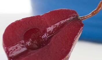 poached pear in welch's grape juice
