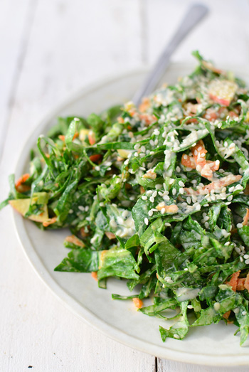 How to Prep Collard Greens for a Deliciously Creamy and Tangy Salad