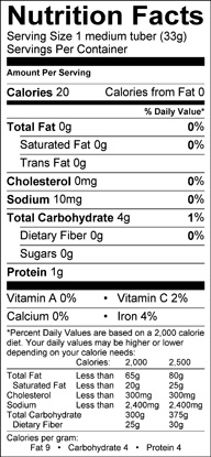 Nutrition Facts Label for Arrowroots: Health Benefits : Calories in Arrowroots: Fruits & Veggies More Matters.org