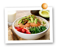 Click to view larger image of Salmon, Avocado and Strawberry Rice Bowl : Fill Half Your Plate with Fruits & Veggies : Fruits And Veggies More Matters.org