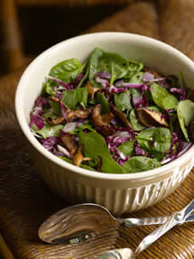 CIA Recipes: Spinach Salad with Marinated Shiitakes and Red Onions