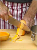 Remove the rind from the squash