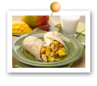 Click to view larger image of Asian Mango & Chicken Wraps : Fill Half Your Plate with Fruits & Veggies : Fruits And Veggies More Matters.org