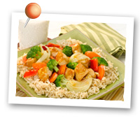 Click to view larger image of Brown Rice w/Sizzling Chicken & Vegetables : Fill Half Your Plate with Fruits & Veggies : Fruits And Veggies More Matters.org