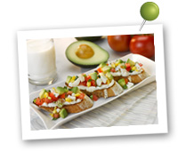 Click to view larger image of Avocado Breakfast Bruschetta : Fill Half Your Plate with Fruits & Veggies : Fruits And Veggies More Matters.org