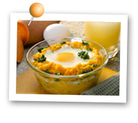 Click to view larger image of Eggs over Kale and Sweet Potato Grits : Fill Half Your Plate with Fruits & Veggies : Fruits And Veggies More Matters.org