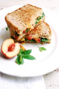 grilled chees with peach bruschetta