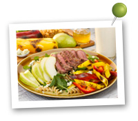 Click to view larger image of Grilled Steak and Peppers Salad with Pears: Fill Half Your Plate with Fruits & Veggies : Fruits And Veggies More Matters.org