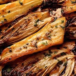 honey roasted endive and parsnips