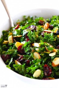 kale salad with cranberries and almonds