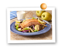 Click to view larger image of Pan-seared Salmon and Apple Salad : Fill Half Your Plate with Fruits & Veggies : Fruits And Veggies More Matters.org