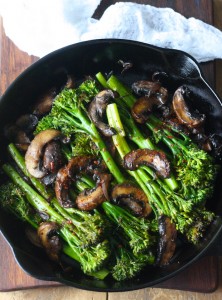 roasted broccolini with mushrooms and aleppo chili flakes recipe