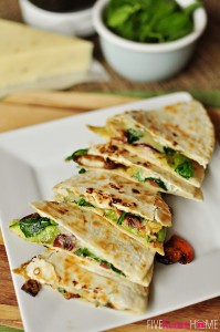 spinach mushroom avocado quesadilla