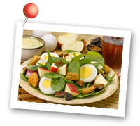 Click to view larger image of Spinach Salad with Apples and Eggs : Fill Half Your Plate with Fruits & Veggies : Fruits And Veggies More Matters.org