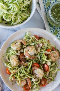 zucchini noodles with grilled shrimp