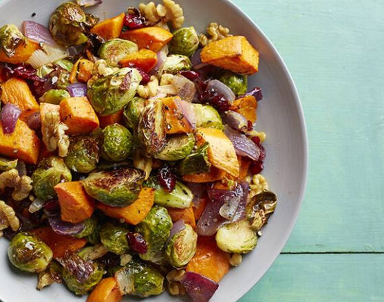 Roasted Brussels Sprouts & Sweet Potatoes - Have A Plant