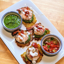 Grilled Shrimp Tostones With Cilantro Sauce Recipe - Have A Plant