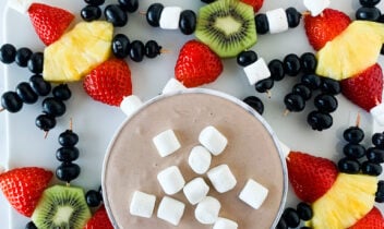 fruit snowflakes with hot cocoa dip