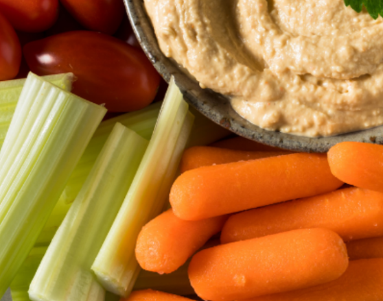 plant forward snacks veggie tray with hummus