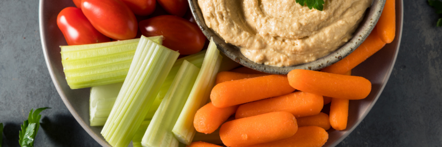 plant forward snacks veggie tray with hummus