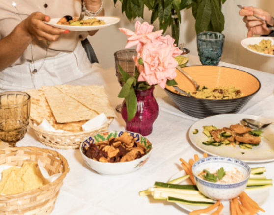 people eating dinner together