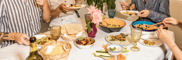 people eating dinner together
