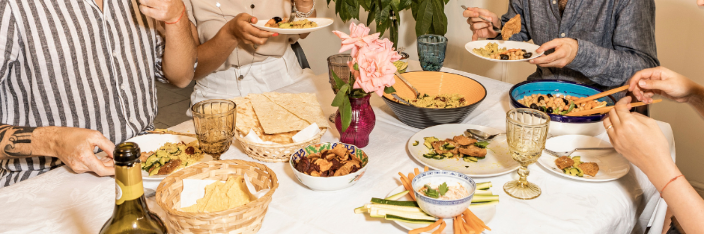 people eating dinner together